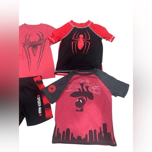 Spider-Man Little Boy’s Lot Shirts Shorts Rash Guard Size XS/4/5 - Picture 4 of 4